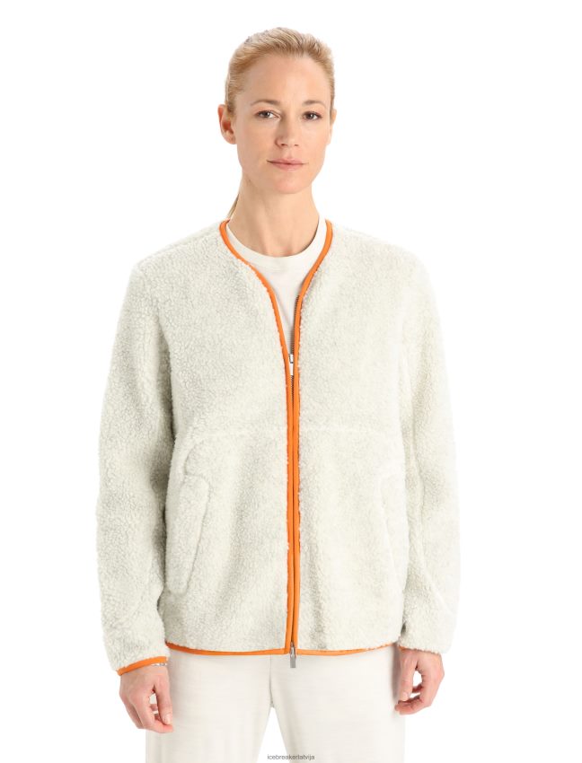 Icebreaker Realfleece merino jaka ar garām piedurknēm ar rāvējslēdzēju sievietes ekru virši/zibspuldze apģērbs 622ZJ873