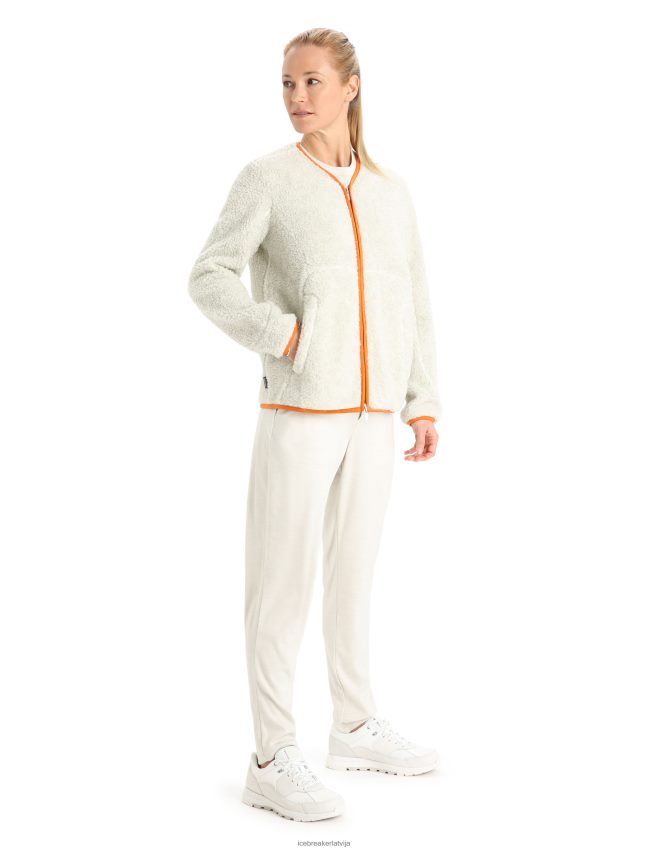 Icebreaker Realfleece merino jaka ar garām piedurknēm ar rāvējslēdzēju sievietes ekru virši/zibspuldze apģērbs 622ZJ873