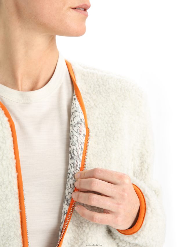Icebreaker Realfleece merino jaka ar garām piedurknēm ar rāvējslēdzēju sievietes ekru virši/zibspuldze apģērbs 622ZJ873