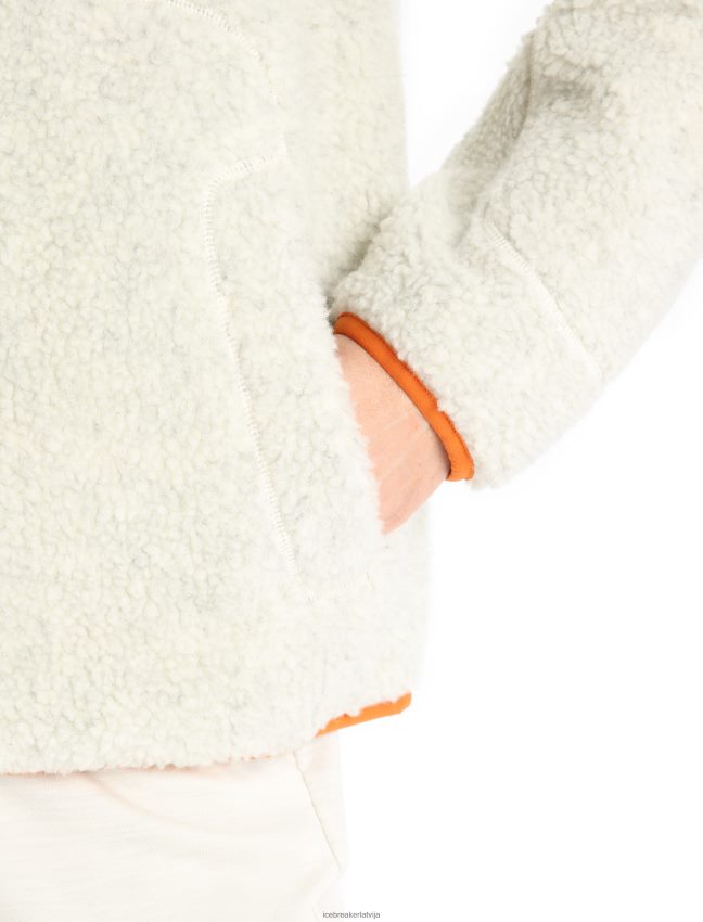 Icebreaker Realfleece merino jaka ar garām piedurknēm ar rāvējslēdzēju sievietes ekru virši/zibspuldze apģērbs 622ZJ873