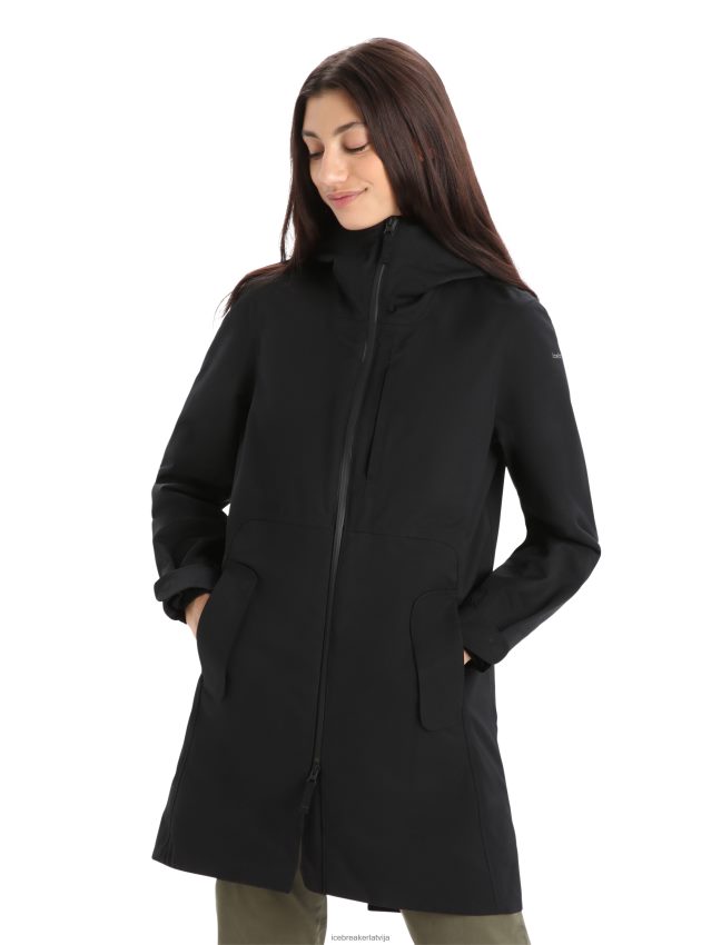 Icebreaker city ​​label shell+ merino 4-in-1 parka sievietes melns apģērbs 622ZJ686