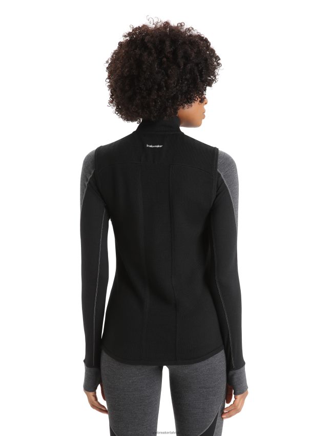 Icebreaker zoneknit merino izolēta veste sievietes melns apģērbs 622ZJ684