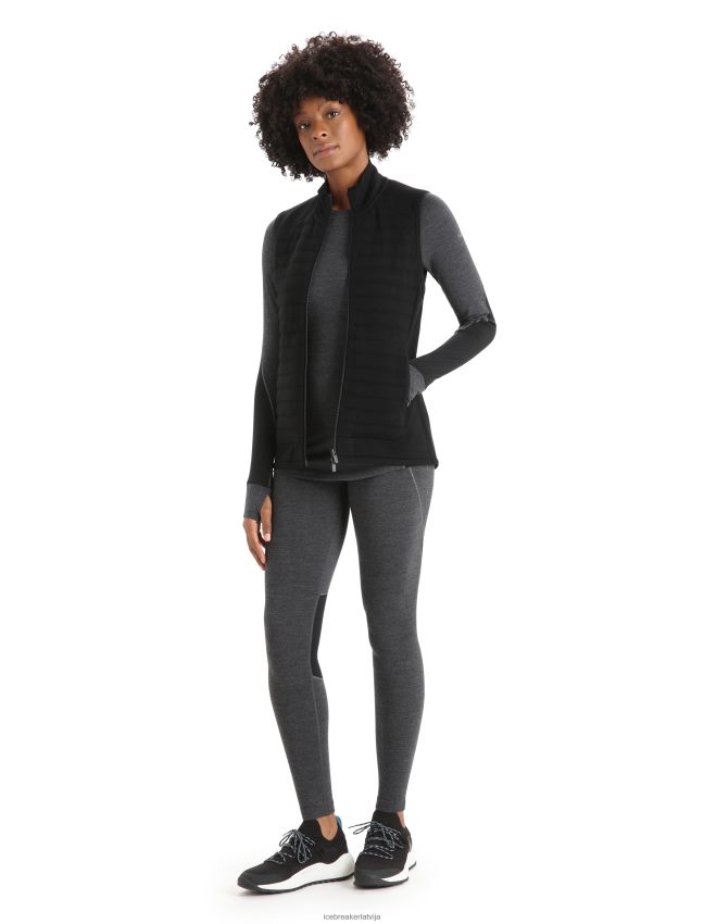 Icebreaker zoneknit merino izolēta veste sievietes melns apģērbs 622ZJ684