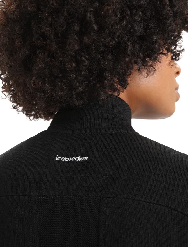 Icebreaker zoneknit merino izolēta veste sievietes melns apģērbs 622ZJ684
