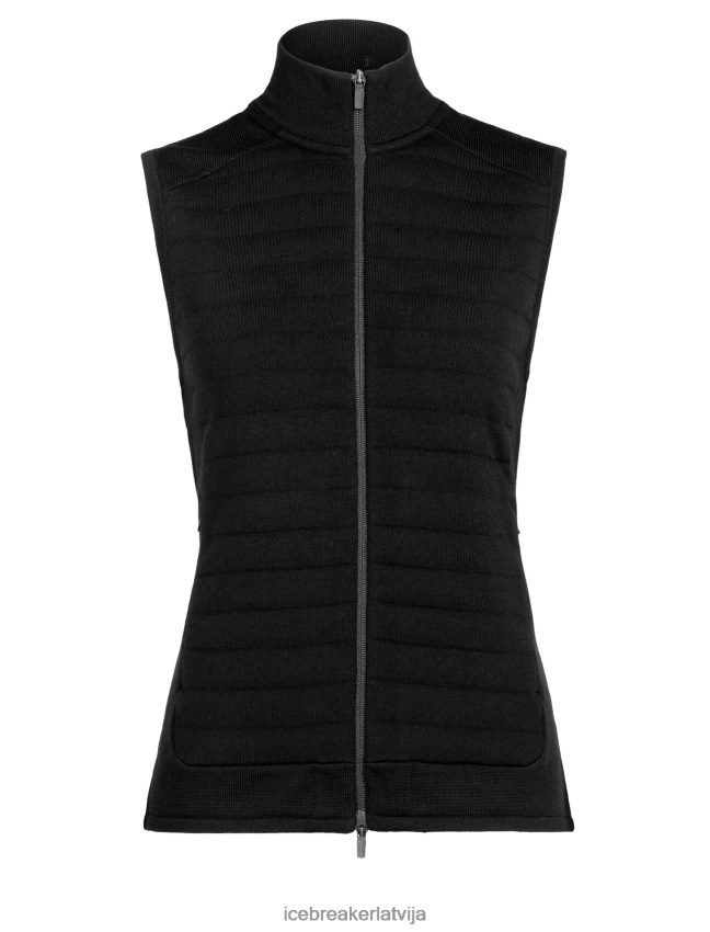Icebreaker zoneknit merino izolēta veste sievietes melns apģērbs 622ZJ684