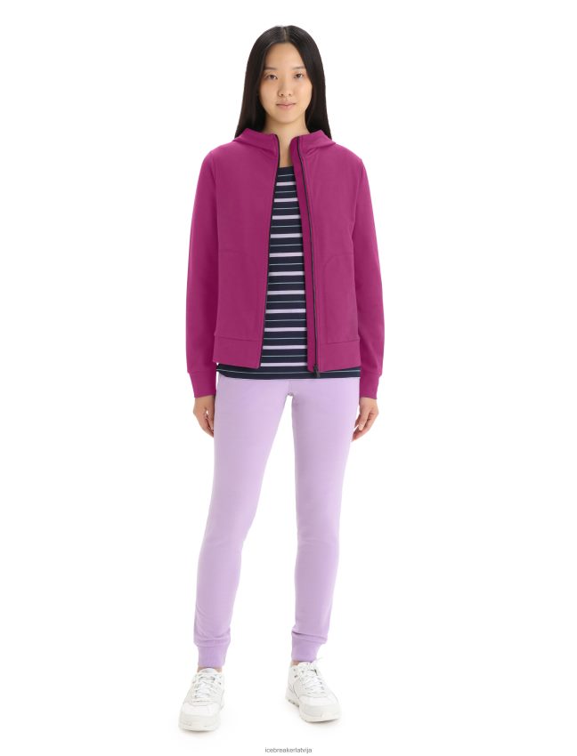 Icebreaker merino central classic kapuci ar garām piedurknēm ar rāvējslēdzēju sievietes ej ogot apģērbs 622ZJ702