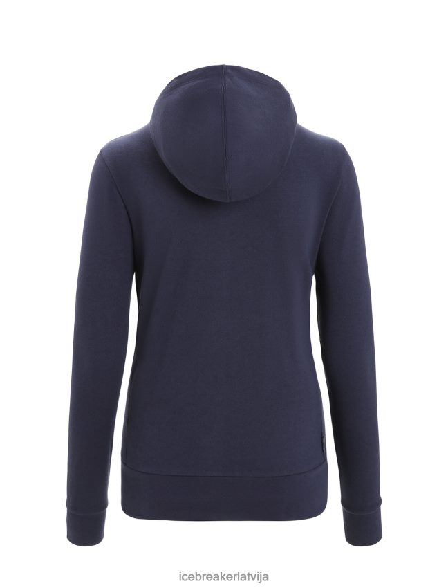Icebreaker merino central classic kapuci ar garām piedurknēm ar rāvējslēdzēju sievietes pusnakts flote apģērbs 622ZJ703