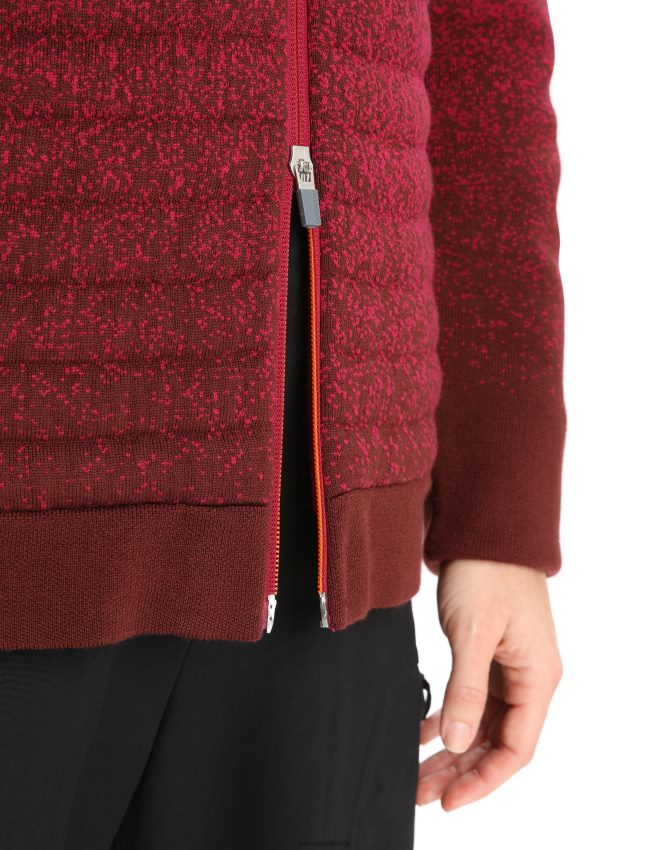 Icebreaker zoneknit merino izolēts kapuci ar garām piedurknēm ar rāvējslēdzēju sievietes ķirsis/espresso apģērbs 622ZJ888