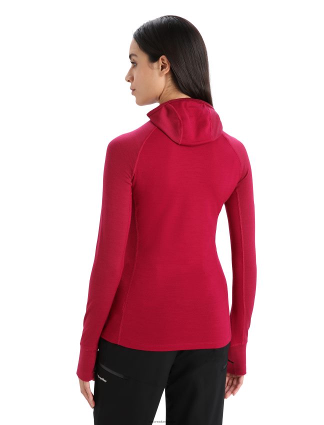 Icebreaker zoneknit merino izolēts termo kapuci ar garām piedurknēm sievietes ķirsis apģērbs 622ZJ890