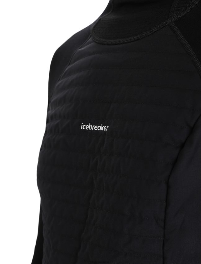 Icebreaker zoneknit merino izolēts termo kapuci ar garām piedurknēm sievietes melns apģērbs 622ZJ597