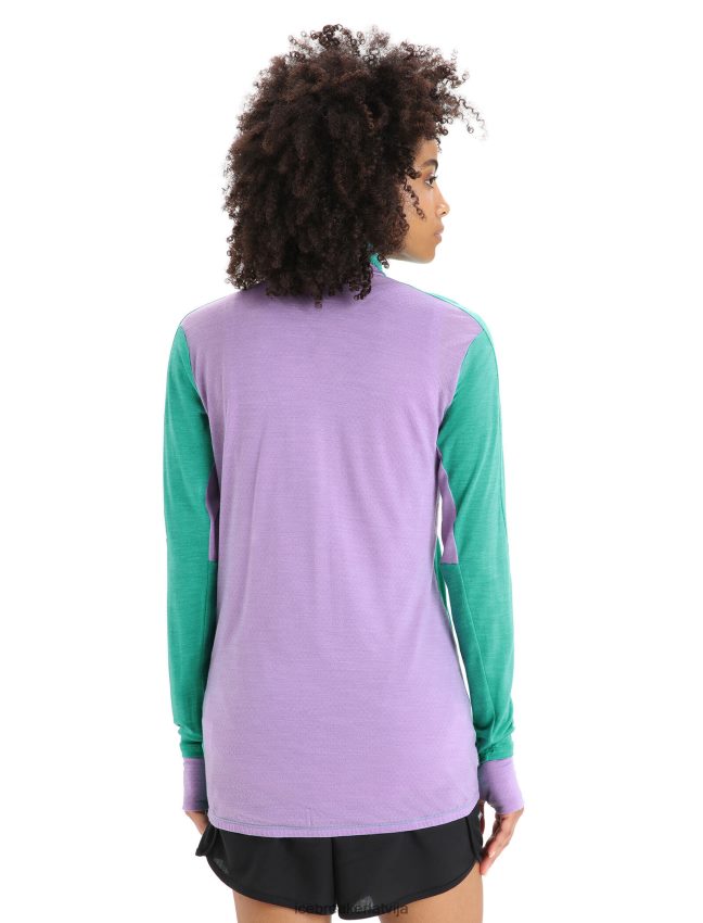 Icebreaker zoneknit merino jaka ar rāvējslēdzēju ar garām piedurknēm sievietes svaigs/violetais skatiens apģērbs 622ZJ719
