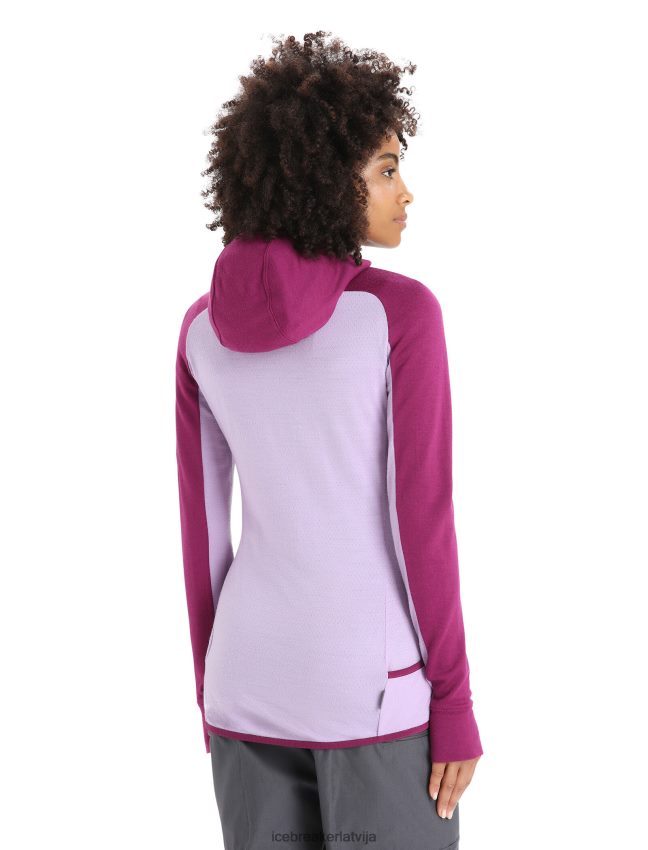 Icebreaker zoneknit merino kapuci ar garām piedurknēm ar rāvējslēdzēju sievietes iet ogu/violetais skatiens apģērbs 622ZJ713