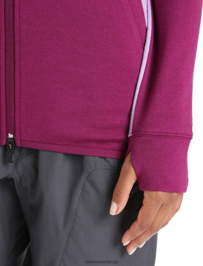 Icebreaker zoneknit merino kapuci ar garām piedurknēm ar rāvējslēdzēju sievietes iet ogu/violetais skatiens apģērbs 622ZJ713