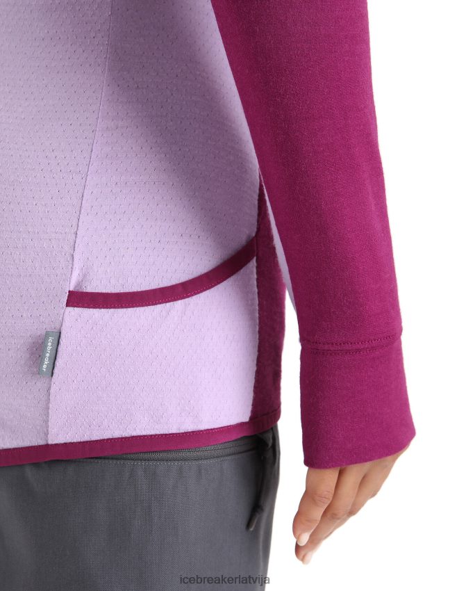 Icebreaker zoneknit merino kapuci ar garām piedurknēm ar rāvējslēdzēju sievietes iet ogu/violetais skatiens apģērbs 622ZJ713