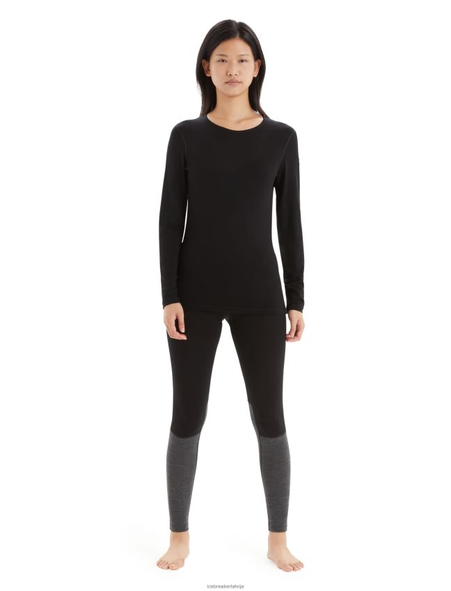 Icebreaker merino 260 zoneknit legingi sievietes melns/strūklas virši apģērbs 622ZJ598