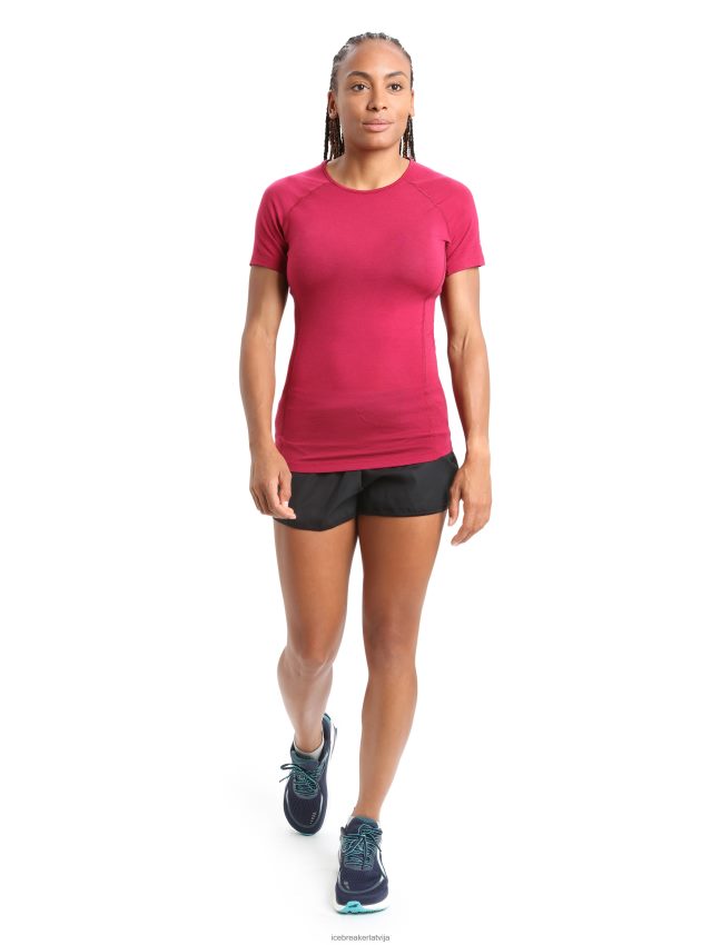 Icebreaker bodyfitzone merino 150 zonas termiskais tops ar īsām piedurknēm sievietes ķirsis apģērbs 622ZJ891