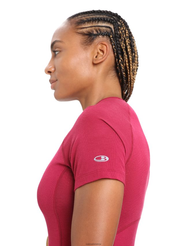 Icebreaker bodyfitzone merino 150 zonas termiskais tops ar īsām piedurknēm sievietes ķirsis apģērbs 622ZJ891