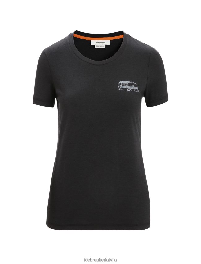 Icebreaker merino central classic t-krekls ar īsām piedurknēm karavāna dzīve sievietes melns apģērbs 622ZJ662