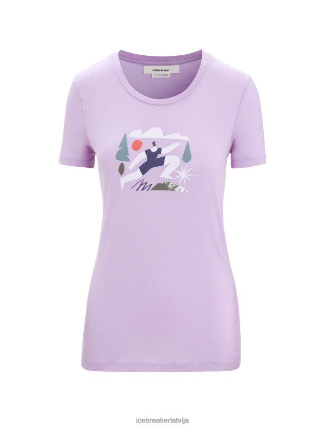 Icebreaker merino tech lite ii t-krekls ar īsām piedurknēm pavasara skrējiens sievietes violets skatiens apģērbs 622ZJ621