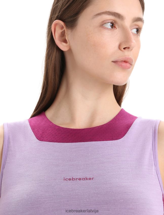 Icebreaker zoneknit merino apgriezts krūšturis-tank sievietes violets skatiens/iet ogot apģērbs 622ZJ648