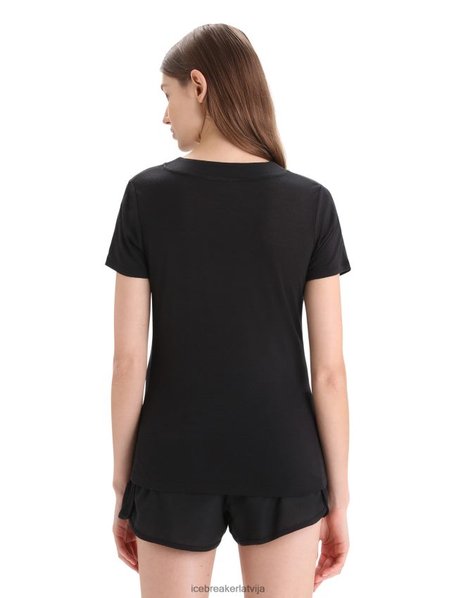 Icebreaker zoneknit merino t-krekls ar īsām piedurknēm sievietes melns apģērbs 622ZJ657