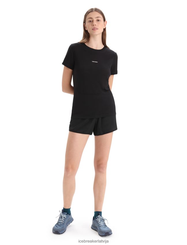 Icebreaker zoneknit merino t-krekls ar īsām piedurknēm sievietes melns apģērbs 622ZJ657