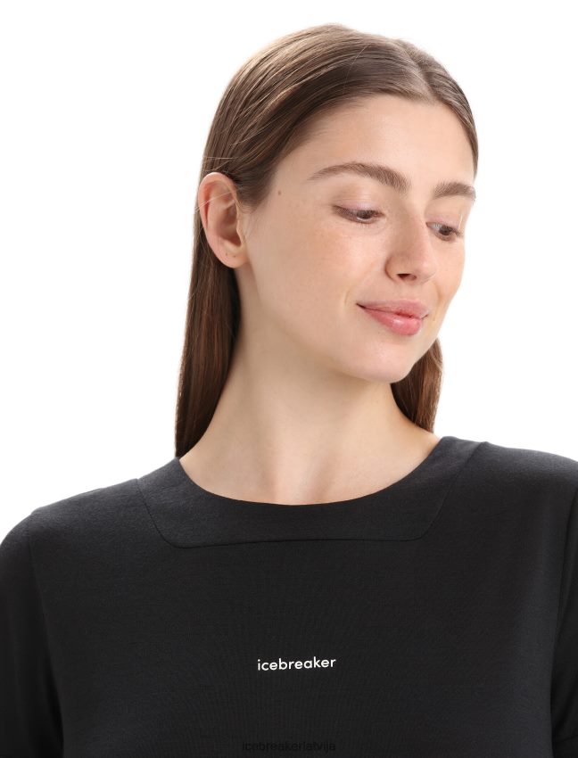 Icebreaker zoneknit merino t-krekls ar īsām piedurknēm sievietes melns apģērbs 622ZJ657