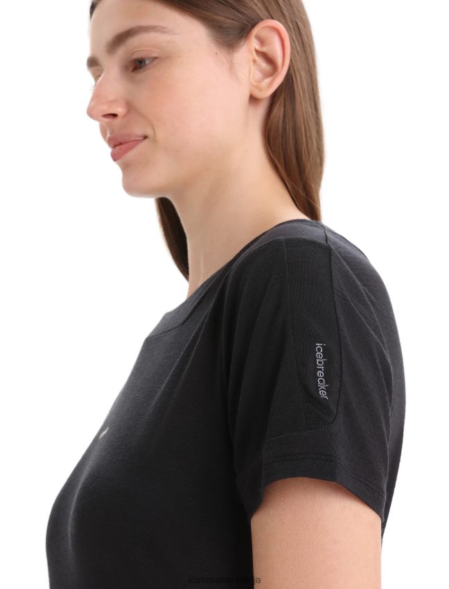 Icebreaker zoneknit merino t-krekls ar īsām piedurknēm sievietes melns apģērbs 622ZJ657