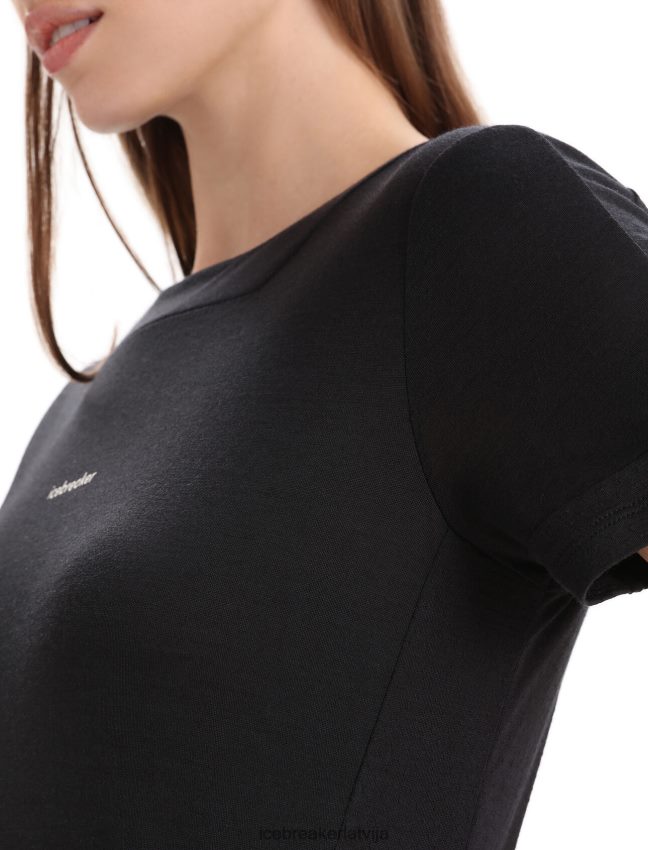 Icebreaker zoneknit merino t-krekls ar īsām piedurknēm sievietes melns apģērbs 622ZJ657