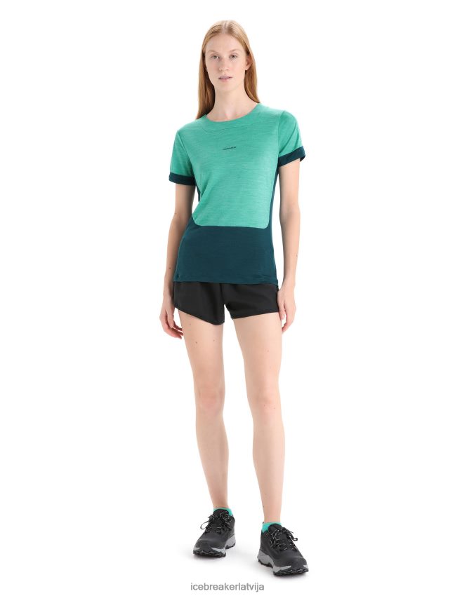 Icebreaker zoneknit merino t-krekls ar īsām piedurknēm sievietes svaigi virši/zaļa godība apģērbs 622ZJ658