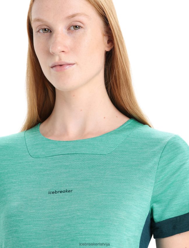 Icebreaker zoneknit merino t-krekls ar īsām piedurknēm sievietes svaigi virši/zaļa godība apģērbs 622ZJ658