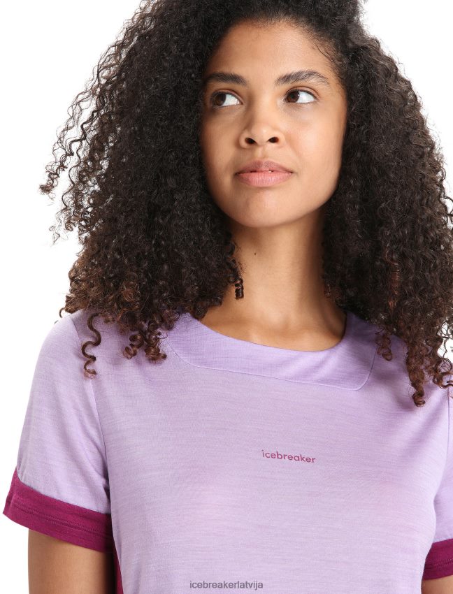 Icebreaker zoneknit merino t-krekls ar īsām piedurknēm sievietes violets skatiens/iet ogot apģērbs 622ZJ659