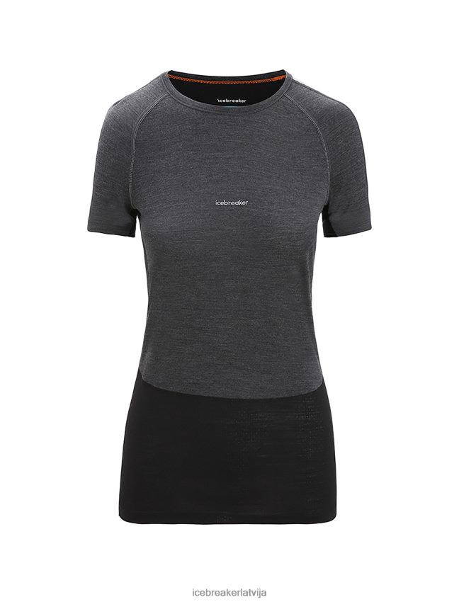 Icebreaker 125 zoneknit merino termo tops ar īsām piedurknēm sievietes strūklas virši/melns apģērbs 622ZJ588