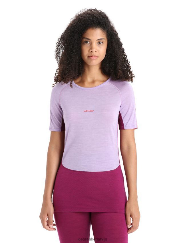 Icebreaker 125 zoneknit merino termo tops ar īsām piedurknēm sievietes violets skatiens/iet ogot apģērbs 622ZJ589