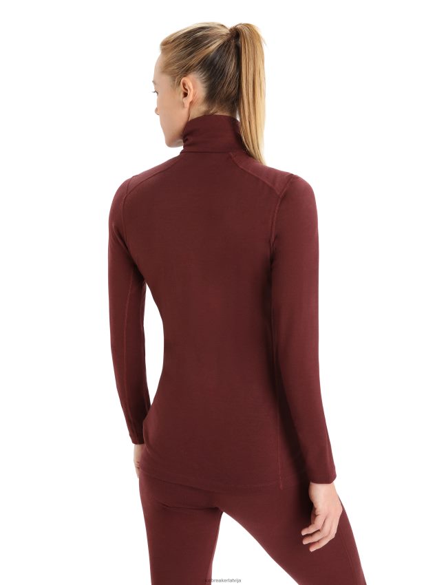 Icebreaker Merino 200 oasis termo tops ar garām piedurknēm ar pusi rāvējslēdzēju sievietes espresso apģērbs 622ZJ898