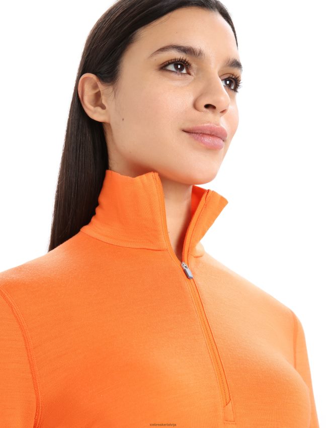 Icebreaker Merino 200 oasis termo tops ar garām piedurknēm ar pusi rāvējslēdzēju sievietes zibspuldze apģērbs 622ZJ899