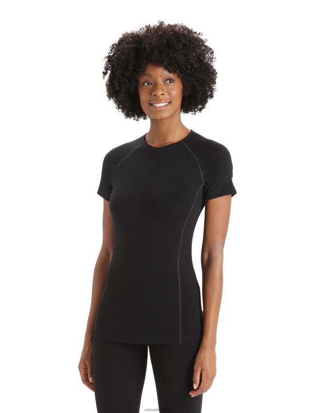 Icebreaker bodyfitzone merino 150 zonas termiskais tops ar īsām piedurknēm sievietes melns apģērbs 622ZJ567