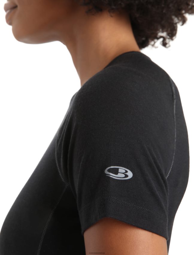 Icebreaker bodyfitzone merino 150 zonas termiskais tops ar īsām piedurknēm sievietes melns apģērbs 622ZJ567