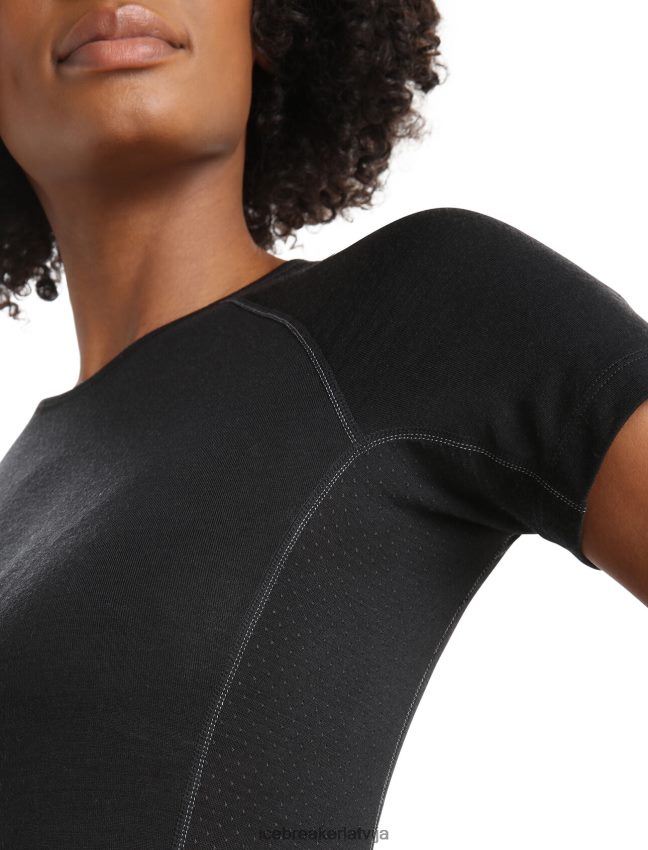 Icebreaker bodyfitzone merino 150 zonas termiskais tops ar īsām piedurknēm sievietes melns apģērbs 622ZJ567