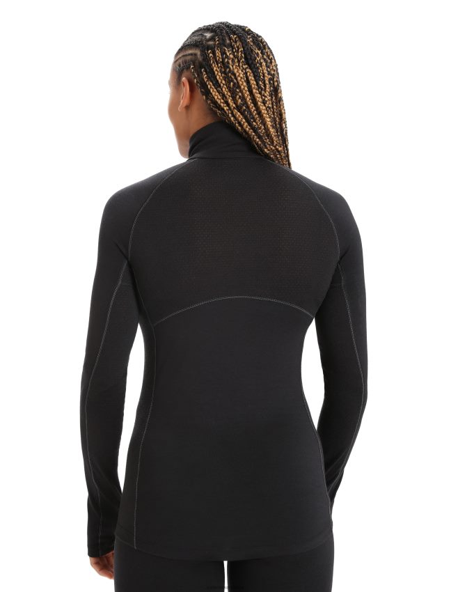 Icebreaker bodyfitzone merino 200 zonas termiski garām piedurknēm puse ar rāvējslēdzēju sievietes melns apģērbs 622ZJ805