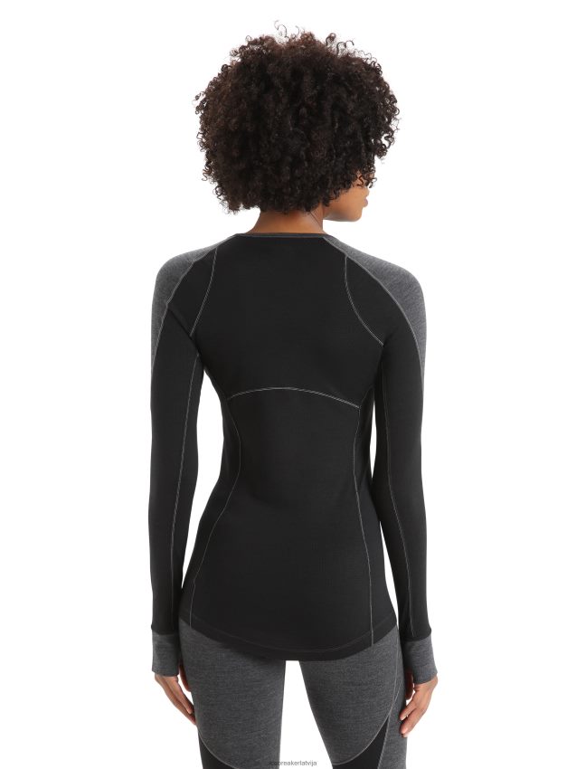Icebreaker bodyfitzone merino 260 zonas termo tops ar garām piedurknēm sievietes strūklas virši/melns apģērbs 622ZJ870