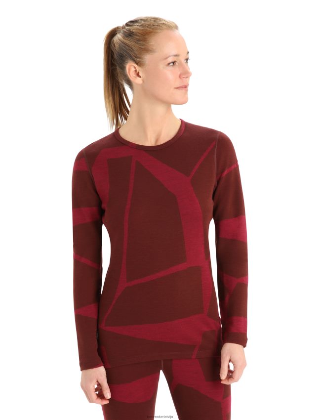 Icebreaker merino 250 vertex long sleeve crewe thermo top fractured landscapes sievietes espresso/ķirsis apģērbs 622ZJ906