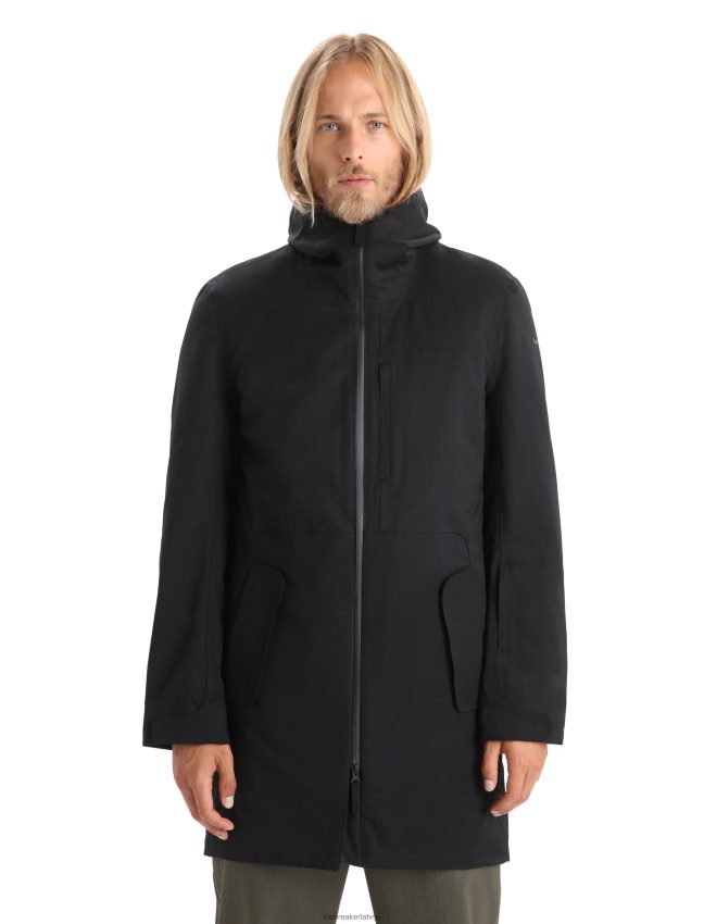 Icebreaker city ​​label shell+ merino 4-in-1 parka vīriešiem melns apģērbs 622ZJ241