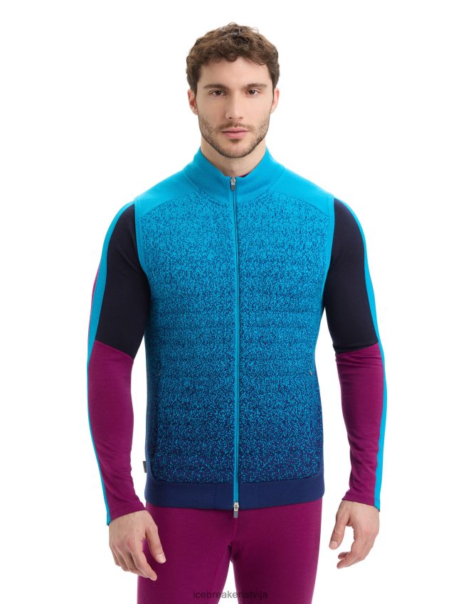 Icebreaker zoneknit merino izolēta veste dziļumā vīriešiem ģeogrāfiski zilā/karaliskā flote apģērbs 622ZJ240