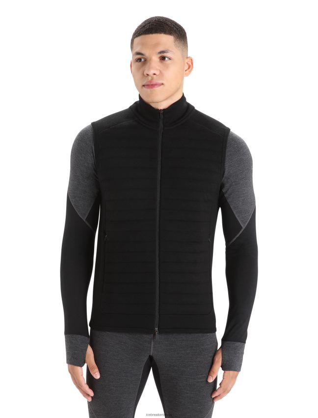 Icebreaker zoneknit merino izolēta veste vīriešiem melns apģērbs 622ZJ236