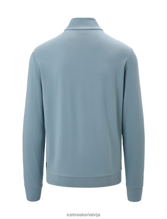 Icebreaker merino central classic ar garām piedurknēm rāvējslēdzēju vīriešiem astrāli zils apģērbs 622ZJ210