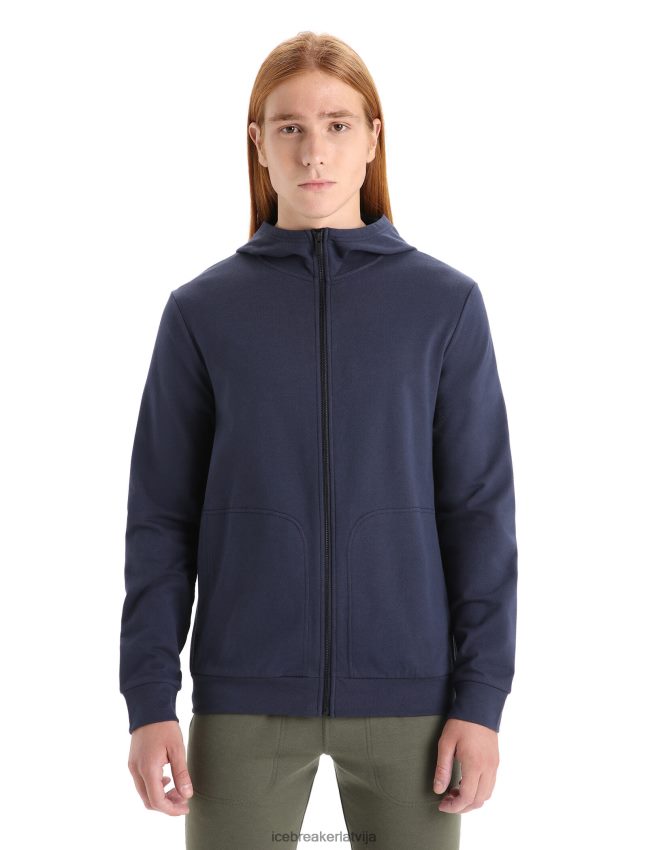 Icebreaker merino central classic kapuci ar garām piedurknēm ar rāvējslēdzēju vīriešiem pusnakts flote apģērbs 622ZJ209