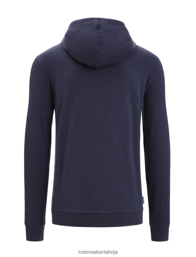 Icebreaker merino central classic kapuci ar garām piedurknēm ar rāvējslēdzēju vīriešiem pusnakts flote apģērbs 622ZJ209