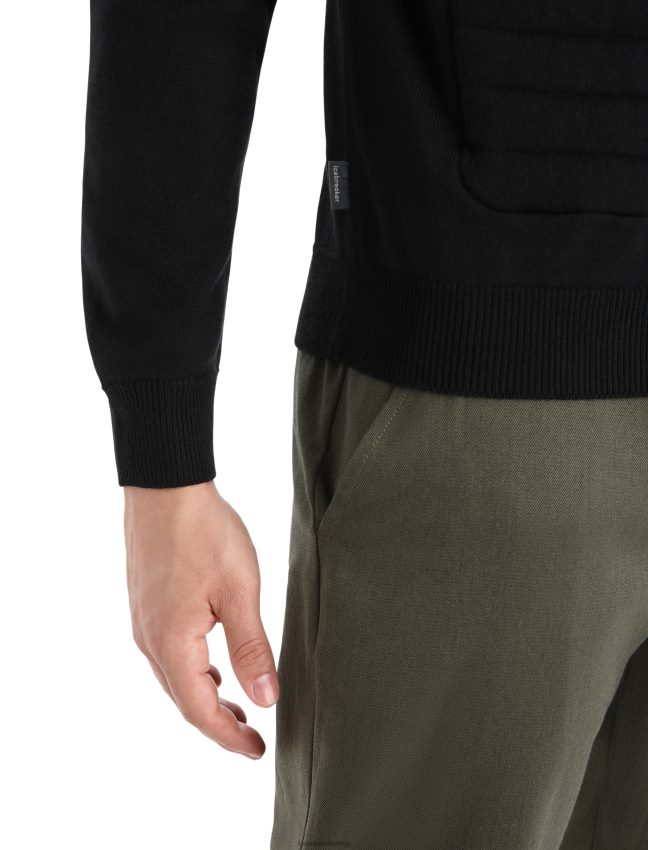 Icebreaker pilsētas etiķete zoneknit merino izolēts trikotāžas bumbvedējs vīriešiem melns apģērbs 622ZJ220