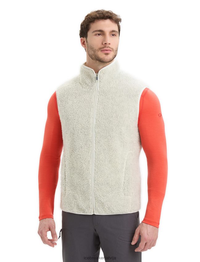 Icebreaker realfleece merino augstas pāļu veste vīriešiem ekru virši/sniegs apģērbs 622ZJ234